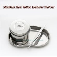 1Set Tattoo Eyebrow Tools Medical Stainless Steel Cotton Alcohol Tank Ointment Jar Cylinder+Bending Surgical Tray+ Tweezer