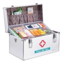 2 layer portable first aid kit storage box aluminum alloy multifunctional family emergency medicine box with handle medicine box