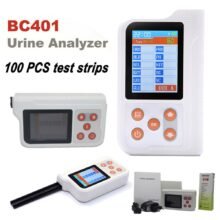 BC401 Handheld Digital Urine Analyzer Portable Rechargeable LCD GLU BIL SG Urine Tester + 100PCS 11 Parameters Test Strips