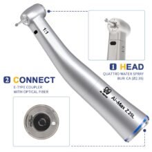 Dental Instrument Low Speed 1:1 Handpiece Z25L Contra Angle Internal Quattro Spray with Optic Stainless Steel