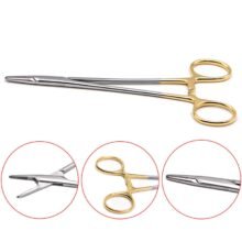 Dental Needle Holders TC head Stainless Steel Orthodontic Plier Gold Plated Handle Surgical Tools Implant Castroviejo Forceps