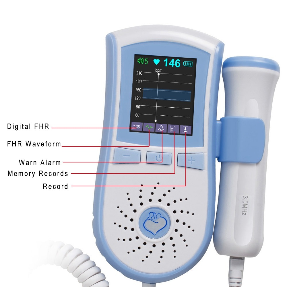 Prenatal Fetal Doppler Baby Ultrasound Heartbeat Monitor Ultrasonic  Detector 2.5 MHz Probe