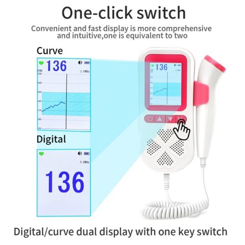 Dual Mode Medical Doppler Fetal 3.0MHz Heart Rate Monitor Home