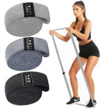 arm elastic fabric nude color workout 3 sets with resistance band braid and long band set