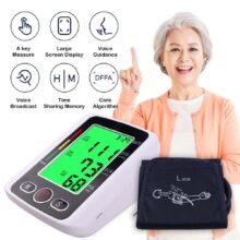 Voice Automatic Arm Blood Pressure Monitors Digital Heart Rate Monitor 3 Colors LED