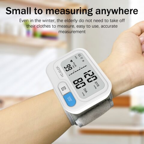 Blood Pressure Monitor, Automatic BP Machine Wrist Digital BP Cuff Large Tri Backlit Screen Rechargeable Pulse Rate Monitoring Meter Wrist Blood