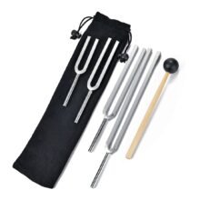 128/256/512/1024 HZ Steel Chakra Tuning Fork Set Hammer Ball Mallet Sound Healing Therapy Diagnostic