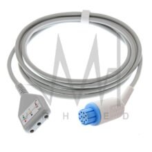 3-Lead ECG/EKG Trunk Cable For Datex of 10P Patient Monitor,ECG Extension Cable, AHA or IEC Standard Din Style Leadwire