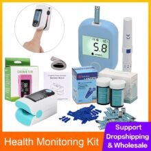 Blood Glucose Meter & Finger Pulse Fingertip Kit Oled Oximeter SPO2 PR PI RR Blood Oxygen Glucometer Diabetes Test