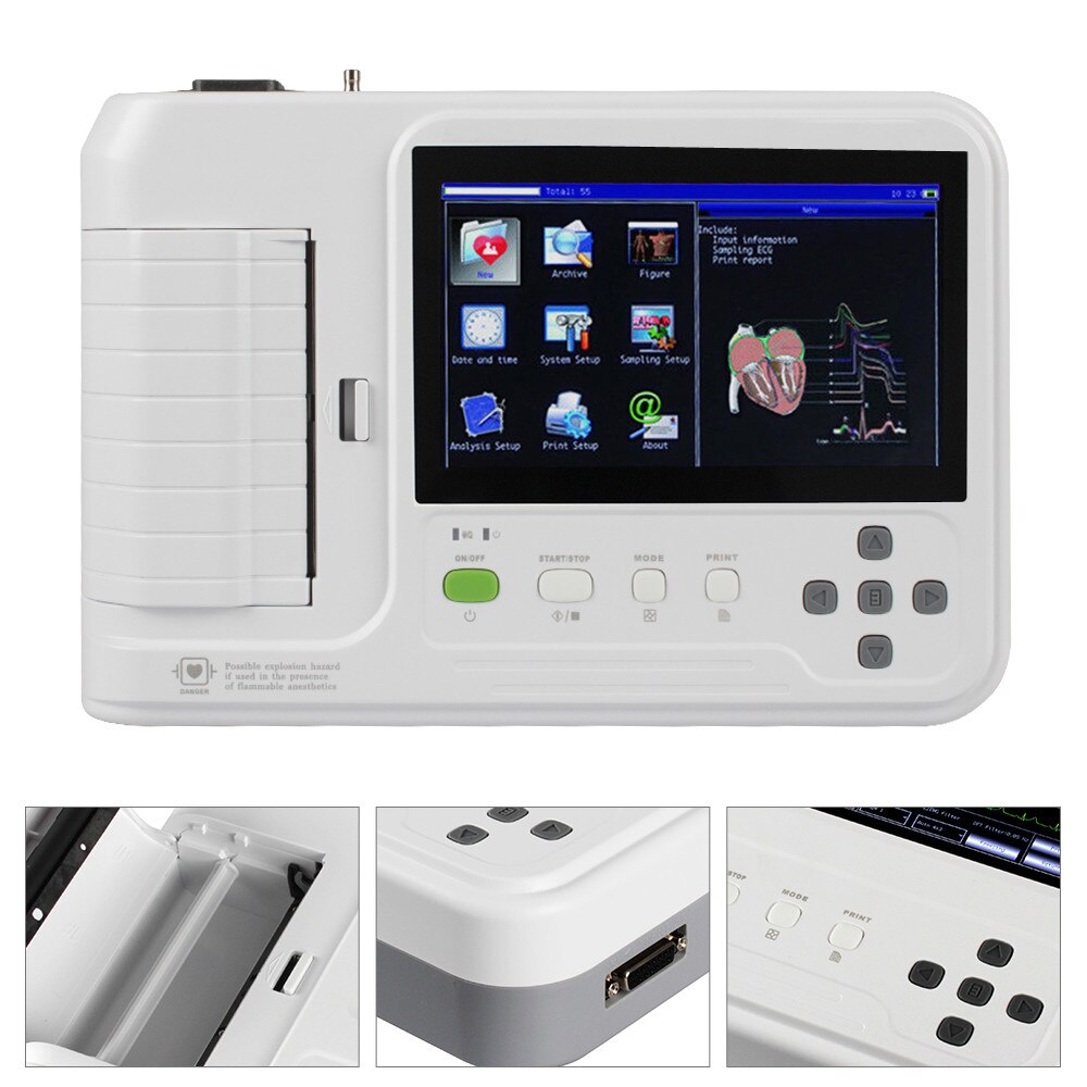 Portable ECG Machine Touch Electrocardiograph Single Channel USB Printer  EKG，CE