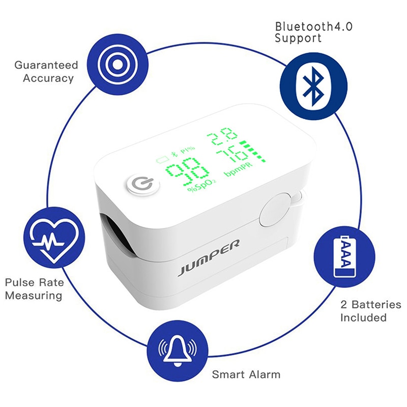 Jumper New Finger Pulse Oximeter With Bluetooth Fingertip Oximetro de pulso de dedo LED Pulse Oximeters Saturator Pulsioximetro (1)