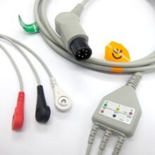 One-piece ECG cable with 3leads snap for Edan IM8B,IM9B patient monitor
