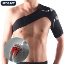 SPOSAFE Adjustable Gym Sports Care Single Shoulder Support Back Brace Guard Strap Wrap Belt Band Men & Women