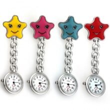 10pcs Women’s Watch Smile Face Nurse Brooch Tunic Pocket Watch Star Shape Pocket Watch