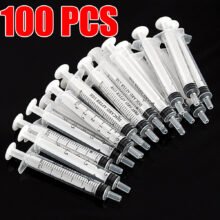 100pcs 3ml Plastic Syringe Small Capacity Transparent Reusable Sterile Measuring Injection Syringe