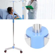 Adjustable IV Pole Stainless Steel IV Drip Stand Infusion Holder with 2/4 Hooks & Wheels
