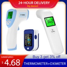 Fingertip Pulse Oximeter Blood Oxygen Saturation Heart Rate Monitor Infrared Thermometer