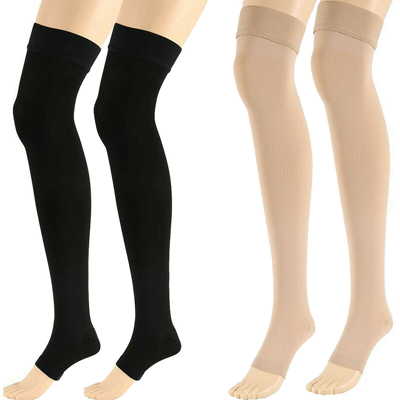 Zipper Compression Socks Open Toe Knee Length Stockings