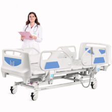  5 Function Folding Adjustable Clinic Furniture Electric Medical Nursing Patient Hospital Bed with Casters