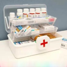 Large Capacity First Aid Container Plastic Organizer Medicine Storage Box 3 Layers
