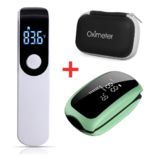 New Rechargeable Finger Pulse Oximeter SPO2 + thermometer + case