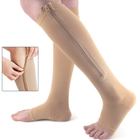 Open Toe Knee-High Medical Compression Stockings Varicose Veins Stocking  Compression Brace Wrap Shaping For Women Men 18-21mm Color: nude