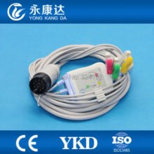 2PCS/One piece three lead ECG cable with leadwire IEC ,Clip for NIHON KOHDEN BC-753V