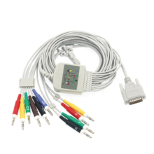 Compatible Nihon Kohden 9130 No Resistance 15 Pin EKG Cable With Fine Screw 10Lead Banana 4.0 IEC
