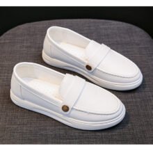 White Women Flat Sticky Leather Nursing Hospital Scrubs Medical Nurse Shoes Females Charm Comfort for Nurse Men