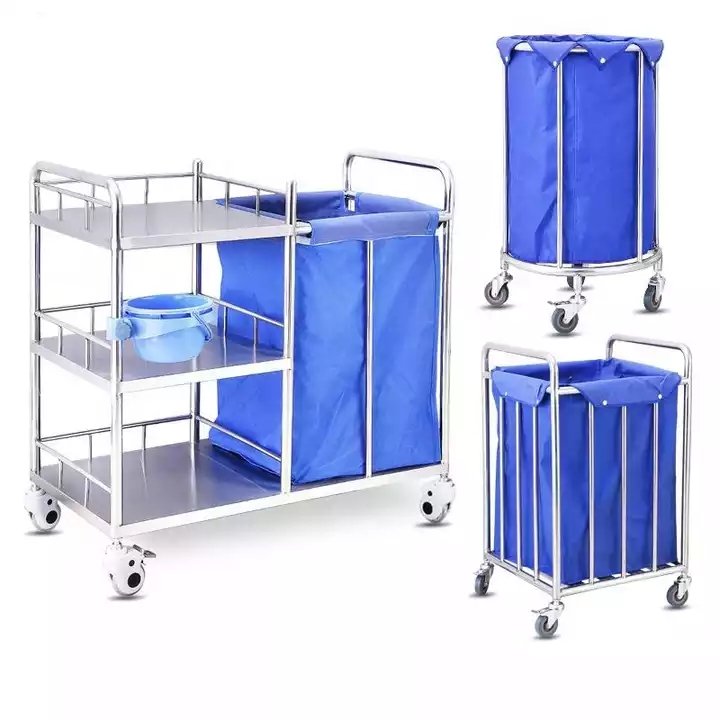 Hospital Equipment Stainless Steel  Medical Laundry Cart Trolley