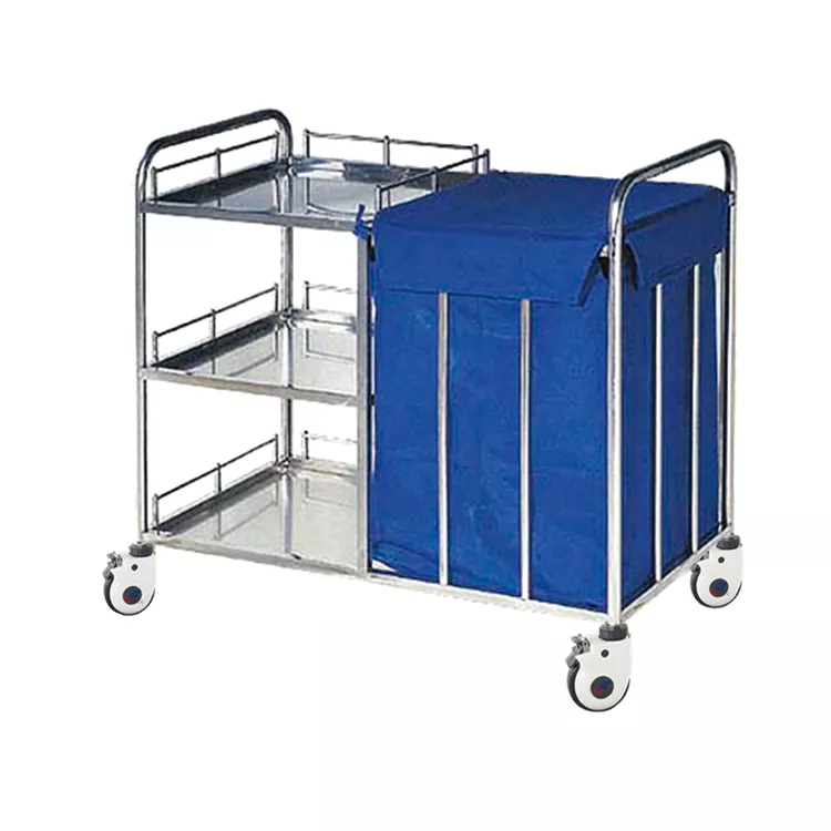 Stainless Steel Dirty Linen Bag Medical Dressing Trolley For Hospital