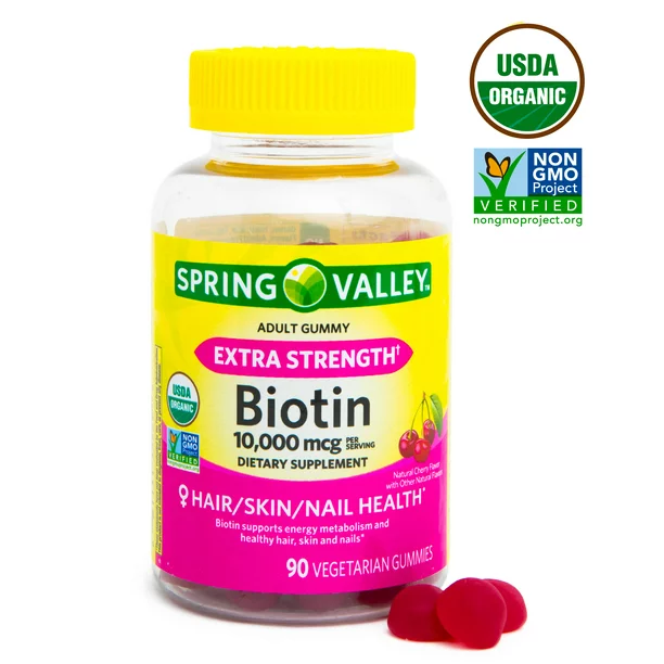 Spring Valley Biotin 10,000mcg Vegetarian Gummy Supplement, 90pcs