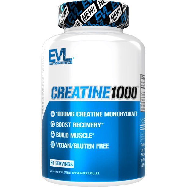 Creatine Monohydrate Pills 120ct – EVL Nutrition Muscle Builder & Recovery Supplement – Creatine Capsules 1000mg