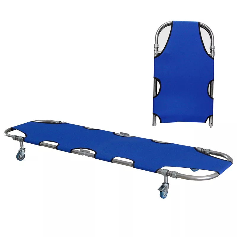 Stretcher Portable Folding Aluminum Lightweight with Trolley 4 Wheels Rescue Stretcher
