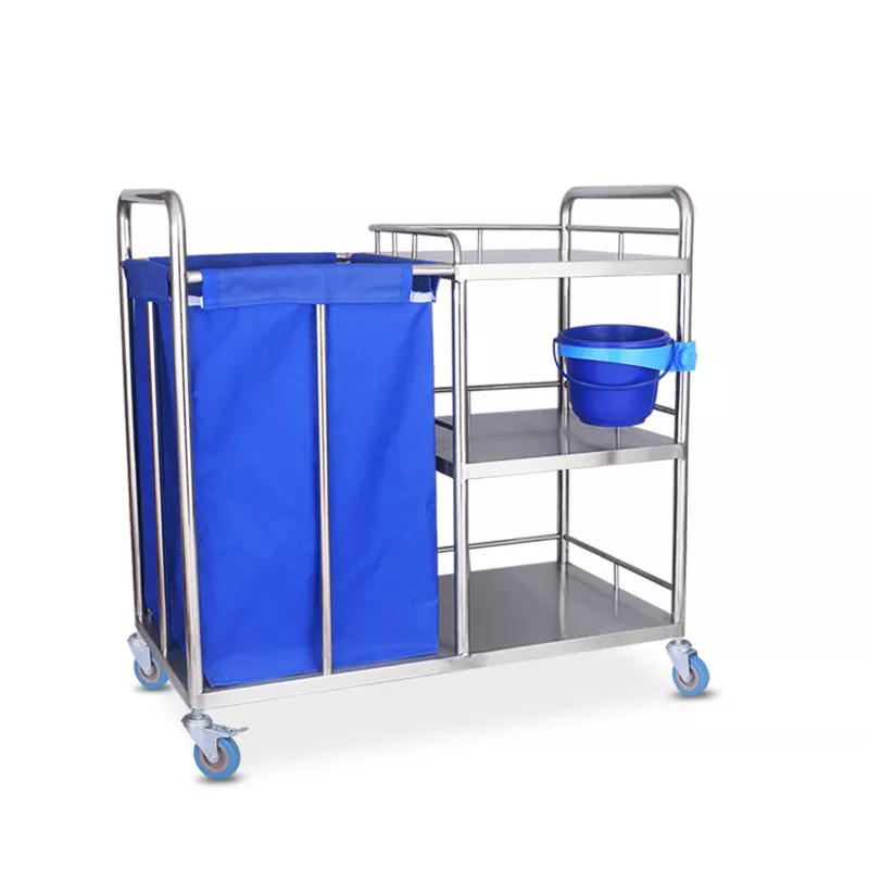 High Quality Hospital Waste Trolley Movable Hospital Medical Bin Cart