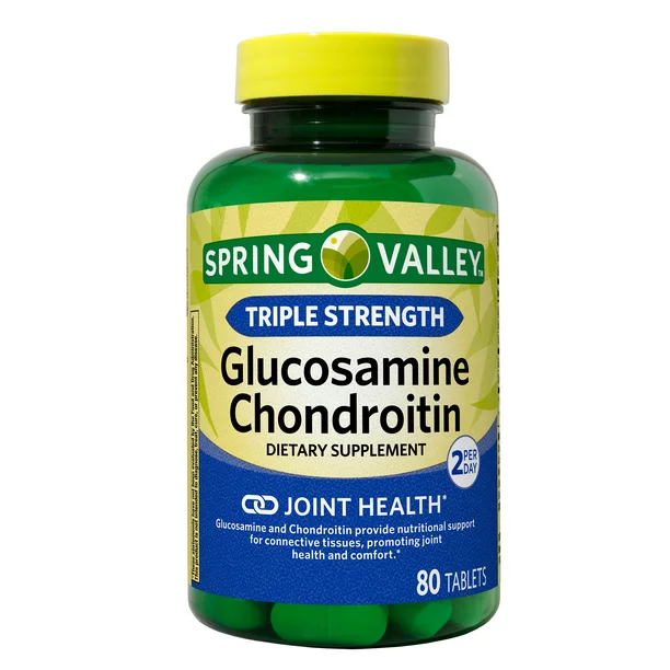 Spring Valley Triple Strength Glucosamine Chondroitin Tablets Dietary Supplement, 80Counts