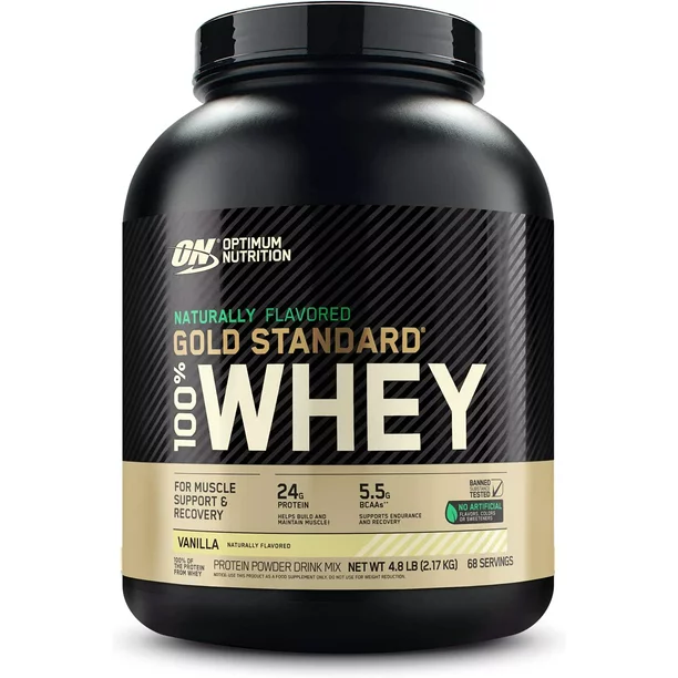 Optimum Nutrition, Gold Standard 100% Whey Protein Powder, 24g Protein, Naturally Flavored Vanilla, 4.8lb