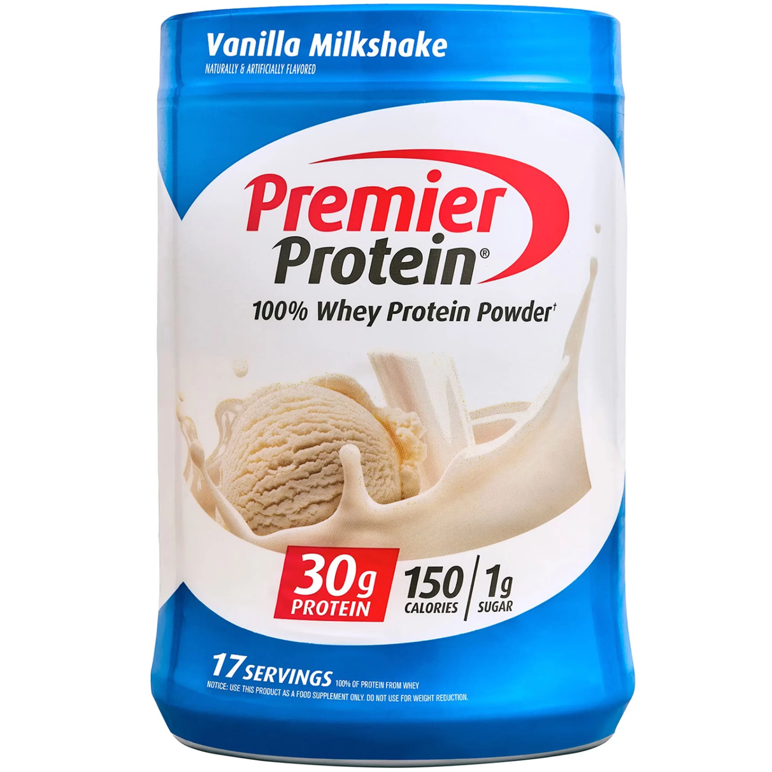 Premier Protein 100% Whey Protein Powder, Vanilla Milkshake, 30g Protein, 24.5 Oz, 1.5 Lb