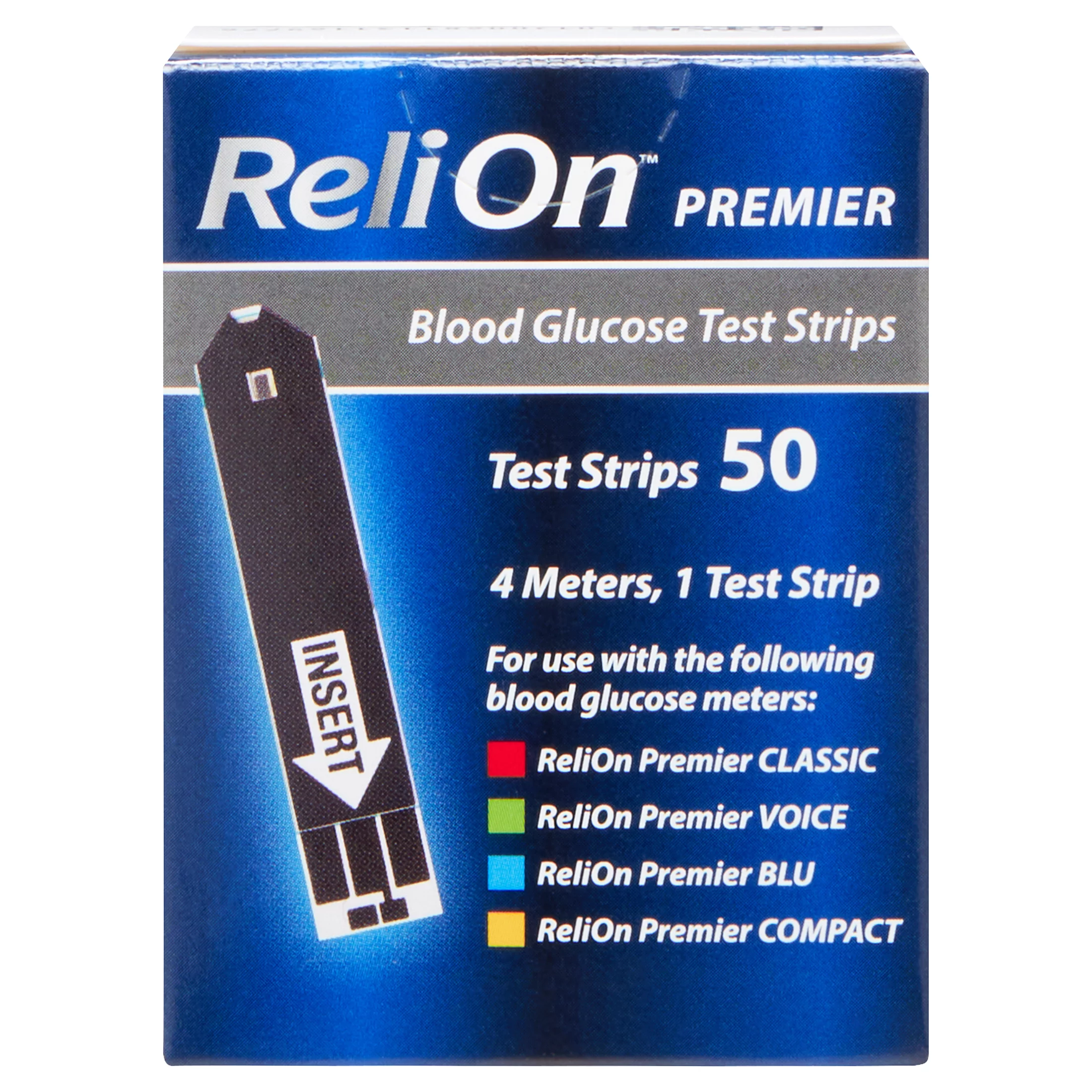 ReliOn Premier Blood Glucose Test Strips,50pcs