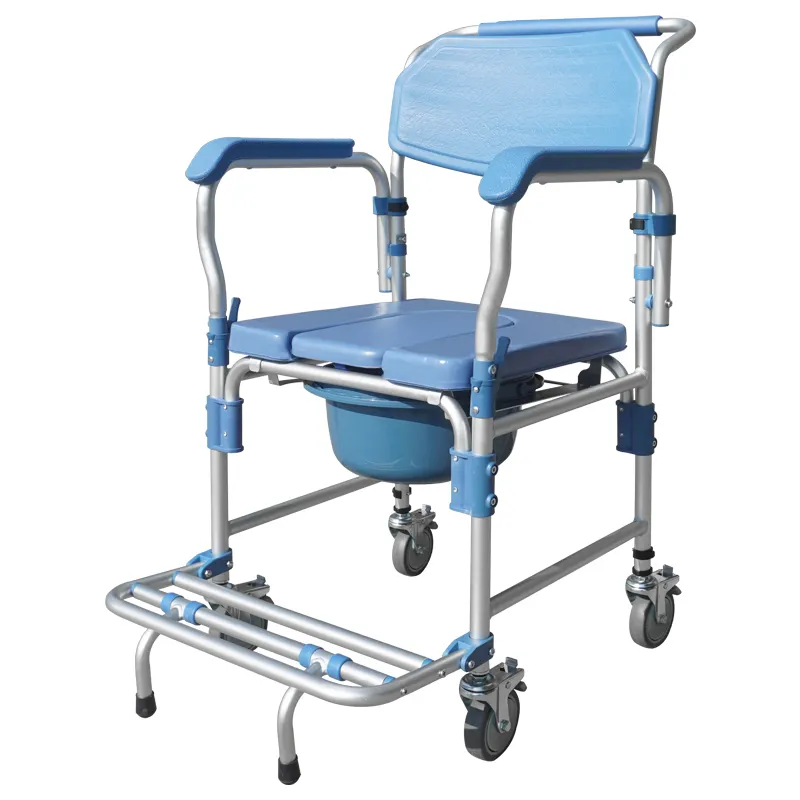Rolling Mobile Shower Upholstered Commode Transport Chair