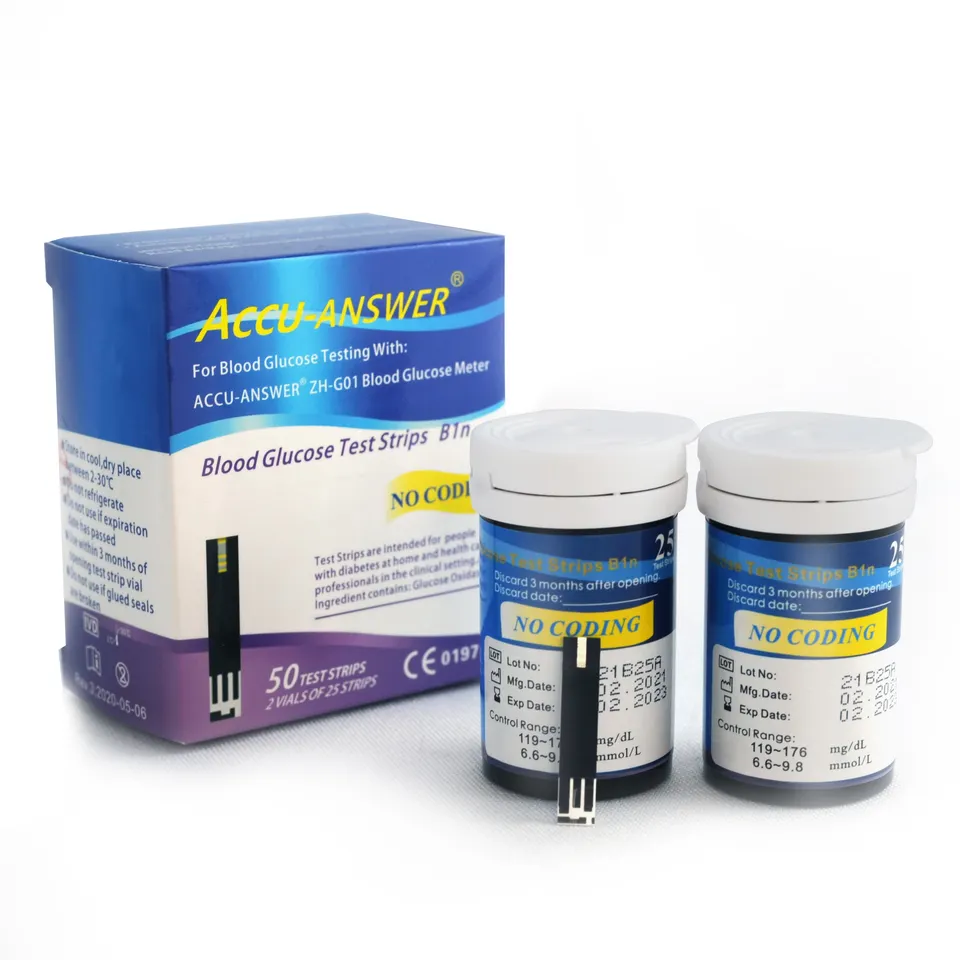 ACCU-ANSWER code free glucose test strips 50pcs