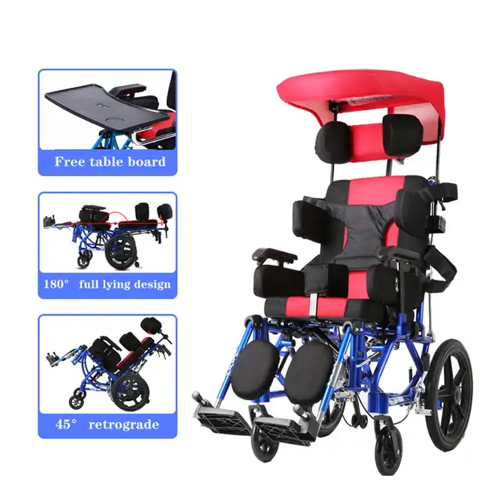 Cerebral Palsy Wheelchair Children Aluminum Light Weight Wheelchair With Detachable And Elevating Footrest